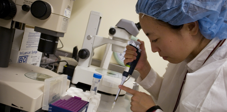 A scientist conducting an experiment.