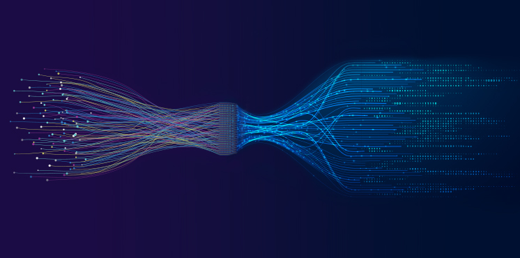 Visualization of incoming and outgoing data streams.