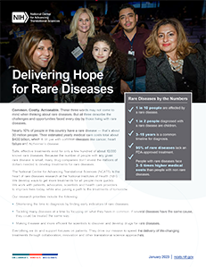 The first page of a fact sheet about rare diseases with a banner image at the top followed by text.